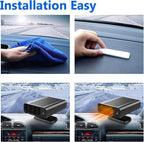 Portable Car Heater That Plugs into Cigarette Lighter, 12V Rapid 2-in-1 Heating & Cooling Windshield Defroster and Demister, Universal Vehicle Heater Fan Suitable for All Cars