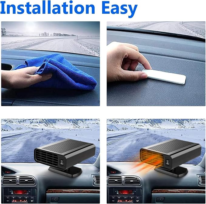 Car Heater,12v Portable Heater For Car,360° Rotatable Quick-Heating Defroster And Demister For For Cigarette Lighters Of Cars, Trucks, Rvs, And Campervans,Christmas Gifts (Black)