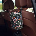 Car Trash Bag Wildflower Floral Hanging Back of Seat Car Portable Trash Bag Wildflower Floral Waterproof One-Handed Portable Strap Drawstring Garbage Bags 2 Pieces Car Coasters