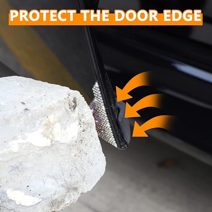 Car Door Corner Edge Guards 4pcs Bling Rhinestone Anti-Scratch Car Door Edge Protector Sticker Door Corner Bumper Sticker(AB White)