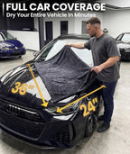 Car Drying Towel - (1300 GSM) XL Drying Towels Car Detailing - Car Microfiber Towel (36"x24") Microfiber Drying Towels for Cars Towels Drying, Car Wash Towels, Ultra Absorbent - Grey & Green