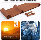 Genuine Leather Steering Wheel Cover, Stitch on Wrap, Breathable Anti-Slip Car Steering Wheel Protector for Max Diameter 15 Inch, DIY Sewing with Needles Thread (Brown, Middle Hole)