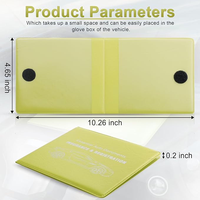 Car Registration and Insurance Card Holder, Vehicle Glove Box Car Organizer, Interior Car Accessories for Documents, Cards, License - 2 Pack