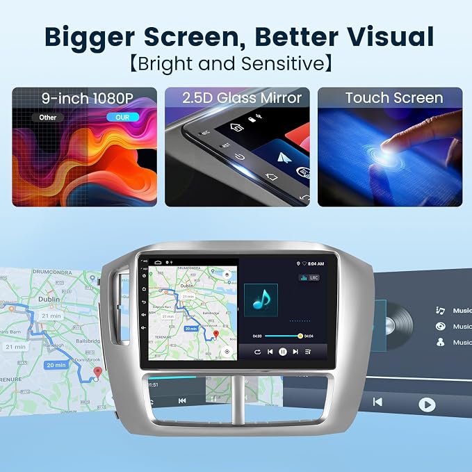 2G+64G Car Radio Stereo for Honda Pilot 2006 2007 2008, Wireless CarPlay Android Auto, 9 Inch IPS Touch Screen Android 13 GPS WiFi Bluetooth 32-Band DSP SWC AHD Camera