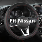 Customized Auto Car Steering Wheel Cover for Nissan,D Shaped Steering Wheel Cover for Rogue,Altima,Kicks (D-Shaped-Black+Red Line)