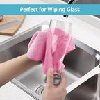 Pink Microfiber Cleaning Cloth, 50 Pack Cleaning Towels for Kitchen, Lint Free, Scratch-Free, Highly Absorbent, and Reusable Cleaning Rags for House, Window and Glass, Cars, 11.5 X11.5 inch