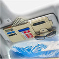 Car Sun Visor Organizer, Leather Storage Pocket Sun Visor Pouch with Zipper for Cards License Registration Pen Glasses Document, Fits Most Car SUV, Auto Interior Accessories (Beige)