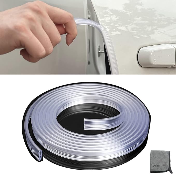 16.4ft (5m) Car Door Edge Guards Clear – Self-Adhesive PVC, U-Shaped, Fits Most Vehicles, Scratch- and Chip-Resistant – Reduces Dings in Parking Lots