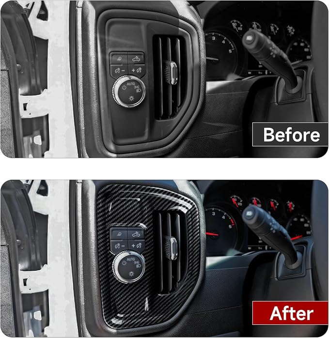 Car ABS Carbon Fiber Dashboard Side Air Vent AC Outlet Interior Trim Decal Cover for 2019-2025 Chevy Silverado | for 2019-2021 GMC Sierra 1500 2500 3500 HD Accessories (Style A)