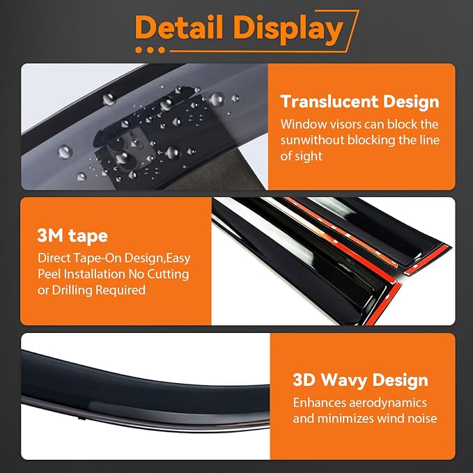 Set of 4 Window Visors Compatible with 2023 2024 2025 Honda HR-V HRV, Smoke Tint Sun Rain Guard Vent Outside Mount Tape On/Clip On Style PVC 4 Pcs
