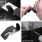 Car Headrest Hooks for Purses and Bags Vehicle Back Seat Headrest Hanger Matching Cars Interior Genuine Leather Storage Holder Hook, 4 Pack, Black