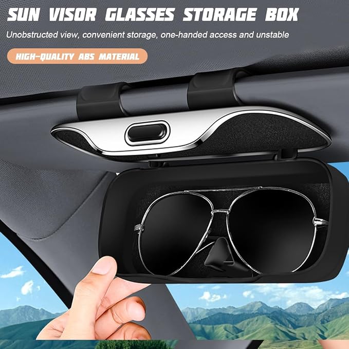 Sunglasses Holder for Car Sun Visor, Protective Automotive Eyeglasses Storage Case Hanger, Soft Vehicle Interior Glasses Organizer Box Accessories, Universal for SUV Sedan Truck (Beige)