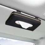 Car Tissue Box, Leather Auto Sun Visor Napkin Case Tissue Case Holder with Zipper, Sunvisor Paper Towel Storage Box Napkin Organizer for Most Vehicles, Car Accessories (Black)