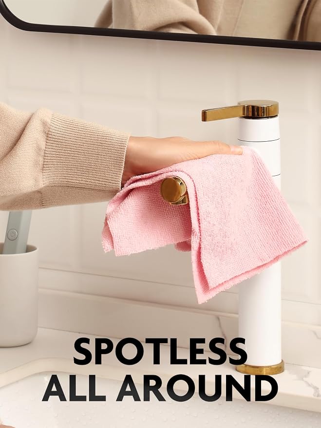 Microfiber Cleaning Cloth Roll -75 Pack, 12" x 12" (Pink) | Reusable Alternative to Paper Towels, Ultra Absorbent, Lint-free Microfiber Towel Roll, for All-Purpose Cleaning