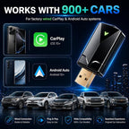 Wireless CarPlay Adapter– Android Auto Wireless Adapter, 5.8GHz Wi-Fi Plug & Play,Mini and Stable iOS 10+/Android 10+, Fast Auto-Connect for Cars 2016+ (1Pcs)