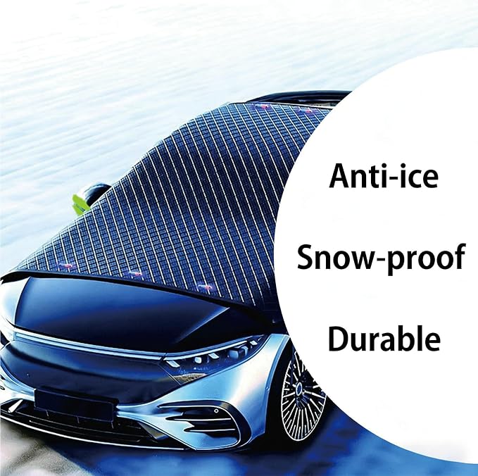 Windshield Snow Cover for Cars - 600D Windshield Snow Cover with Side Mirror Cover Heavy Duty, Standard Winter Frost Hail Protector for Most Cars,Sedan,SUV（4 Pcs）
