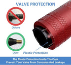 Tire Valve Stem Caps, Anodized Aluminum Tire Valve Cap Set | Corrosion Resistant, Universal Stem Covers for Cars Trucks Motorcycles SUVs and Bikes (Red-US)