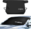 Glove | Car Windshield Cover for Ice and Snow - Standard Size, Fits Sedans and Compact Cars - Features Elastic Loops, Security Panels + Storage Pouch - Black, Measures 59 x 41 Inches