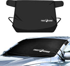 Glove | Car Windshield Cover for Ice and Snow - Standard Size, Fits Sedans and Compact Cars - Features Elastic Loops, Security Panels + Storage Pouch - Black, Measures 59 x 41 Inches