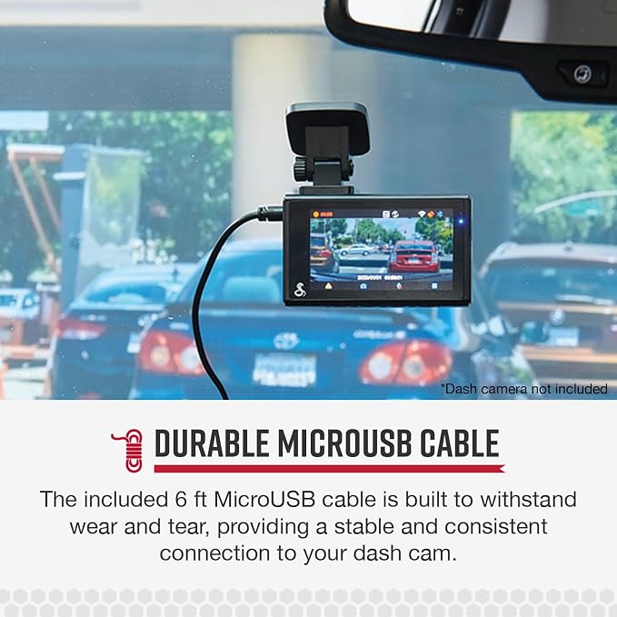 Cobra SC Smart Dash Cam Series 12 Volt Power Adapter with MicroUSB Cable with 6 Foot Cord (CA-CLAMICRO-01)