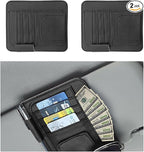 2 PCS Car Sun Visor Organizer, Small Auto Visor Organizer and Storage, Registration and Document Holder for Sunglasses, Card, Pen, Driver License, Car Accessories (Black)