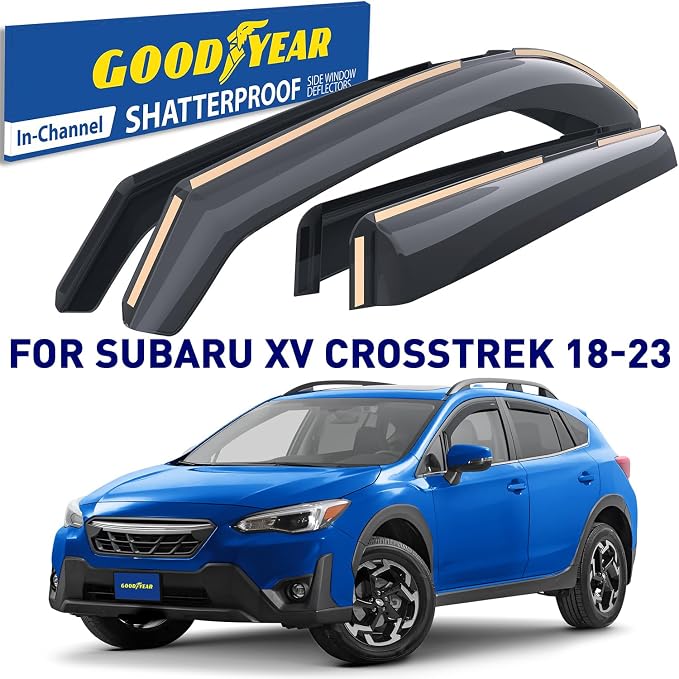 Goodyear Shatterproof In-Channel Window Deflectors for Subaru XV Crosstrek 2018-2023/Impreza 2017-2023 Hatchback, Rain Guards, Window Visors for Cars, Vent Deflector, Car Accessories, 4 pcs - GY008095