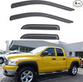 4pcs Front+Rear Smoke Sun/Rain Guard Outside Mount Tape-On Window Visors Compatible with 02-08 Ram 1500 03-09 2500/3500/4500/5500 Quad/Crew Cab