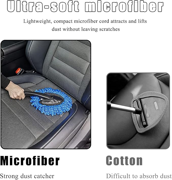 Car Dash Duster Brush, Super Soft Microfiber Multi-Functional Car Cleaning Brush, Scratch Free Dash Dusting Tool with a Anti-Skid Handle for Vehicle Home Kitchen Cleaning (Blue)