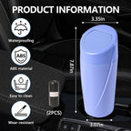 Mini Car Trash Can with Lid, Portable Garbage Can for Car, Leakproof Cup Holder Automotive Garbage Bin with 2 Rolls of Trash Bags, Small Trash Storage Can for Car Home Office(Dark Blue)