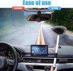 Windshield Cleaning Tool, Car Window Cleaner with Extendable Long Handle and 4 Washable Reusable Microfiber Pads, Auto Interior Exterior Glass Wiper Cleaning Kit Universal for Office and Home (Gray)