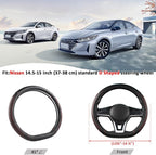 Flat Bottom Car Steering Wheel Cover for Nissan,D Shaped Steering Wheel Cover for Rogue,Altima,Kicks (Diamond Quilted-Black+Red-Standard Size)