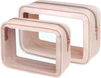Clear Makeup Bag - TSA Approved Toiletry Bag for Carry-on & Checked Luggage, Water Resistant Car Storage Organizer with Reinforced Seams