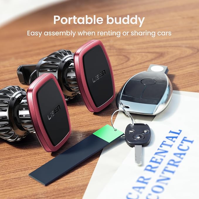 2 Pack Magnetic Phone Holder for Your Car Mount 6 Military Magnets Car Phone Holder Mount Vent Cell Phone Holdeer Mount Vent Cell Phone Holder (Red)