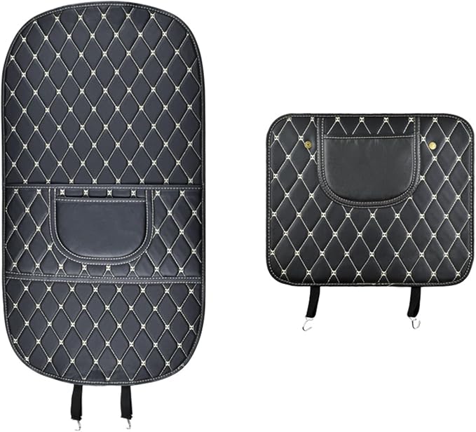 Childproof Back Kick Pad Scratch Protector Leather Storage Pockets for Family Travel Kick Mat