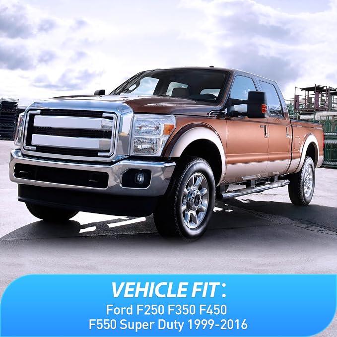 Tape-On Window Visors for Ford F250/F350/F450/F550 Super Duty 1999–2016 Crew Cab Only, Rain Guards, Vent Shades, Wind Deflectors, Reduce Wind Noise, Smoke Tint, 4PCS