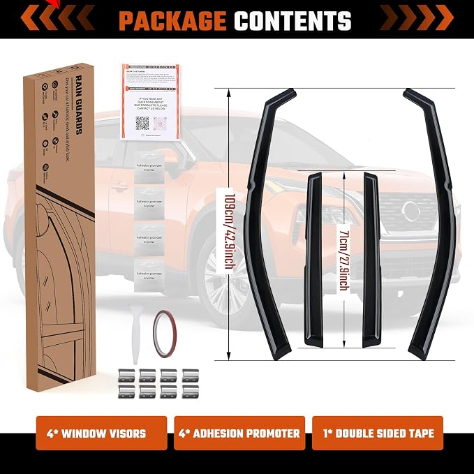 in-Channel Rain Guards Compatible with Nissan Rogue 2021 2022 2023 2024 2025 2026, Extra Durable Side Window Deflectors 2021-2026 Rogue Wind Deflectors Rain Guard Black 4 PCS