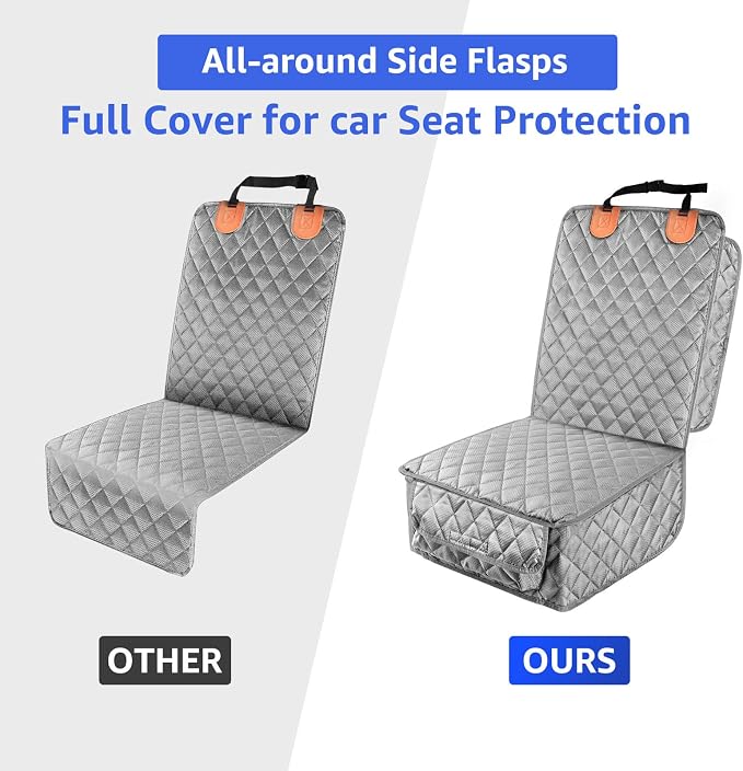 Front Seat Cover 2 Pack, Full Protection Dog Car Seat Cover with Side Flaps, Nonslip Scratchproof Captain Chair Seat Cover Fits for Cars, Trucks, SUVs, Jeep (Gray)