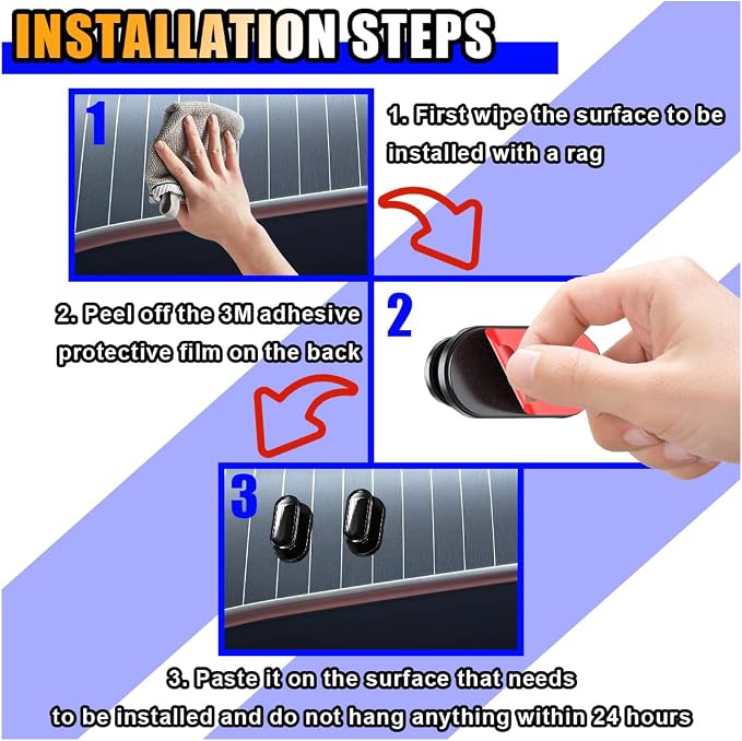 4 PCS Car Mini Hooks, Strong Self-Adhesive Backseat Hangers, Multifunctional Wall Hanging Hooks, Universal Hook Stickers for Key Charging Cable Earphone Car Interior Accessories (Glossy)
