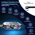 Dash Cam Hardwire Kit USB-C with, 4-Level Adjustable Low Voltage Auto-Cutoff (11.6V/ 23.4V),Acc Detection,LED Volt Display, 3-Lead Cable for 24/7 Parking Mode,12V-24V to 5V/3A Adapter for Dash Camera