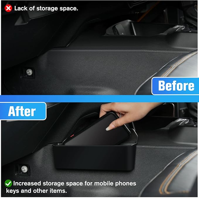 Center Console Gear Shift Organizer Tray Compatible with Ford Bronco 2021 2022 2023 2/4 Door, Center Console Gear Side Storage Box in Matte Black, Interior Accessories