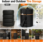 Wheel Cover,Durable 420D Oxford Tire Storage Cover with Waterproof Zipper and Reflective Handle,Easy to Put on,Large Tire Covers for Storage,Indoor/Outdoor Use(Holding 4 Tires Within 32 Inch Diameter)