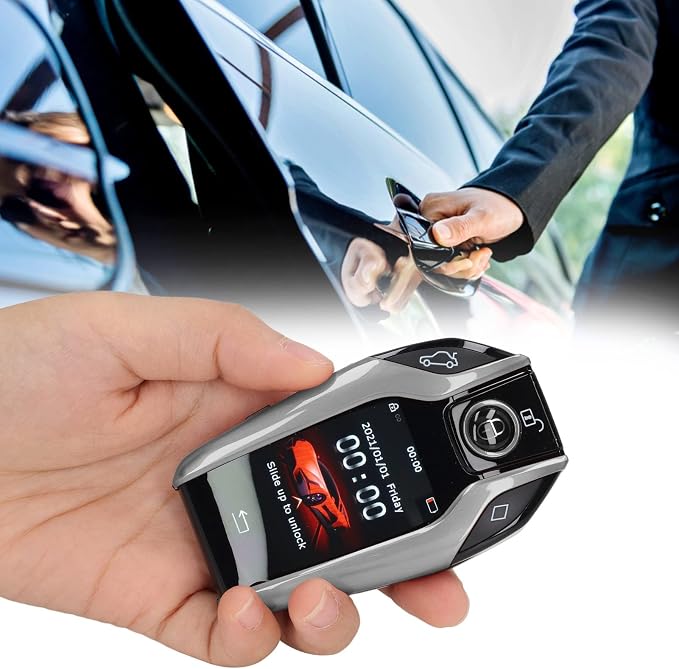 Key Cover LCD Universal Smart Fob,Keyless Entry and Remote Control Universal TK800+ LCD Touch Sn Smart Key Remote Keyless Entry for All Start Stop Engine Button Red(Silver)