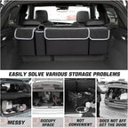 Car Trunk Organizer, Backseat Hanging Large Storage with Adjustable Straps, Waterproof Collapsible Cargo Bag with 4 Pockets, Sturdy Space Saver Frees Trunk Floor for SUV, Truck, MPV