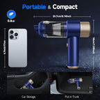 Vizeusvac Car Vacuum Cleaner, 16000PA Mini Car Vacuum Cordless Powerful, 7 in 1 Portable Handheld Vacuum Cordless with LED Light, Dual Filters, One-Touch Empty for Pet Hair, Home, Office