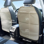Car Seat Protector Large Kick Mat 2 Pack Durable Water Resistant Auto Seat Back Covers with 2 Mesh Pockets Protection Against Dust Mud Scratches (Beige-A, 2-Pack)