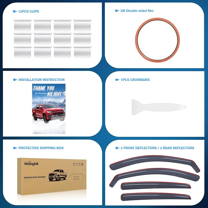 in Channel Window Visors for Honda Accord 2018 2019 2020 2021 2022, Wind Deflectors for Sun Rain & Ventilation, Light Smoky Blue, 4PCS