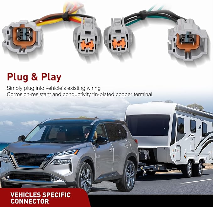 4 Pin Trailer Wiring Harness Kit 56459 Vehicle Standard 4 Way Connector Custom for 2021 2022 2023 2024 2025 Nissan Rogue Simple Fit Tow Hitch Harness
