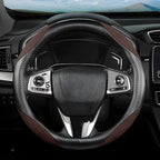 Steering Wheel Cover for Women and Men, Carbon Fiber Plush Steering Wheel Cover Soft Anti-Slip Comforting, Universal 15 Inches Steering Wheels Accessories (Carbon Fiber Black/Coffee)
