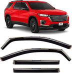 Voron Glass in-Channel Extra Durable Rain Guards for ChevyTraverse 2018-2023, Window Deflectors, Vent Window Visors, 4 Pieces - 220118