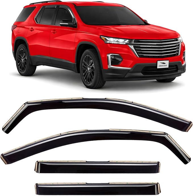 Voron Glass in-Channel Extra Durable Rain Guards for ChevyTraverse 2018-2023, Window Deflectors, Vent Window Visors, 4 Pieces - 220118